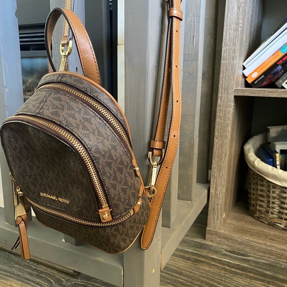 Michael Kors Tan and Brown Mini Backpack